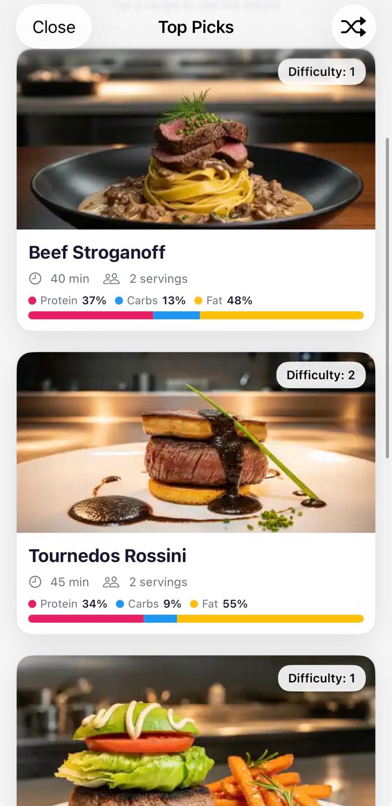 MealSwipe app screenshot